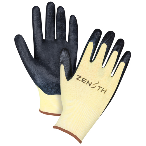 Gants r&eacute;sistants &agrave; la coupe avec prise sup&eacute;rieure, Taille Grand/9, Calibre 13, Rev&ecirc;tement Mousse de nitrile, Enveloppe en Aramide, ANSI/ISEA 105 niveau 3/EN 388 niveau 5 Maritime Industrial Rubber