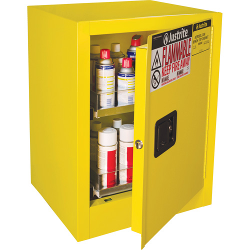 Sure-Grip&reg; EX Benchtop Flammable Safety Cabinet, 24 gal., 1 Door, 21" W x 27" H x 18" D Maritime Industrial Rubber
