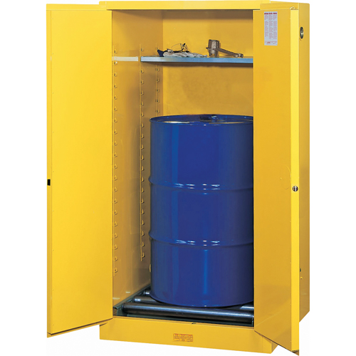 Sure-Grip&reg; EX Vertical Drum Storage Cabinets, 55 US gal. Cap., Yellow Maritime Industrial Rubber