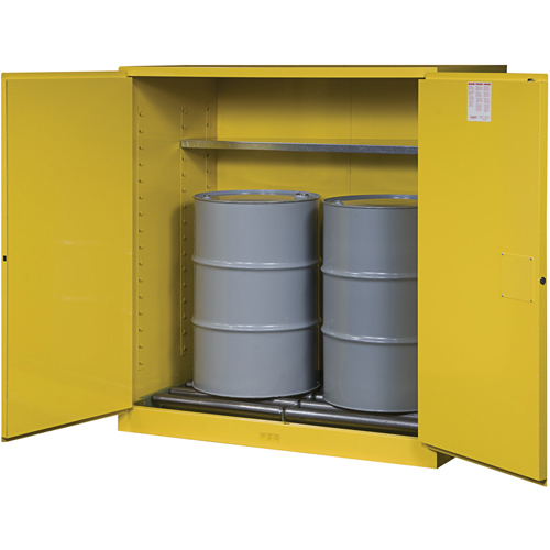 Sure-Grip&reg; EX Vertical Drum Storage Cabinets, 110 US gal. Cap., 2 Drums, Yellow Maritime Industrial Rubber