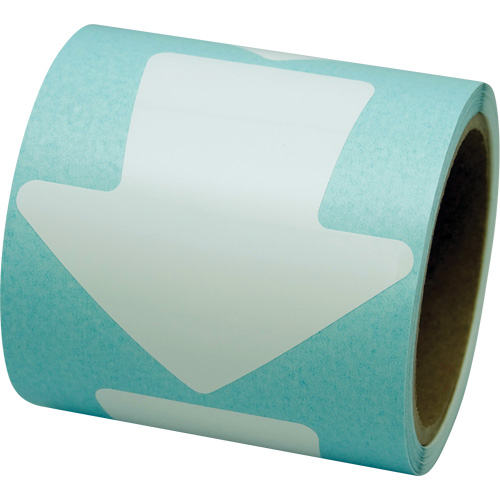 D&eacute;calcomanie en couleur pour le marquage des planchers, Fl&egrave;che, 4" lo x 4" la, Blanc, Vinyle Maritime Industrial Rubber