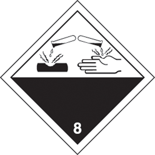 TDG Shipping Labels, Class 8, Corrosives, Paper Maritime Industrial Rubber