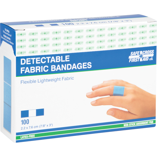 Bandages, Rectangular/Square, 3", Fabric Metal Detectable, Sterile Maritime Industrial Rubber