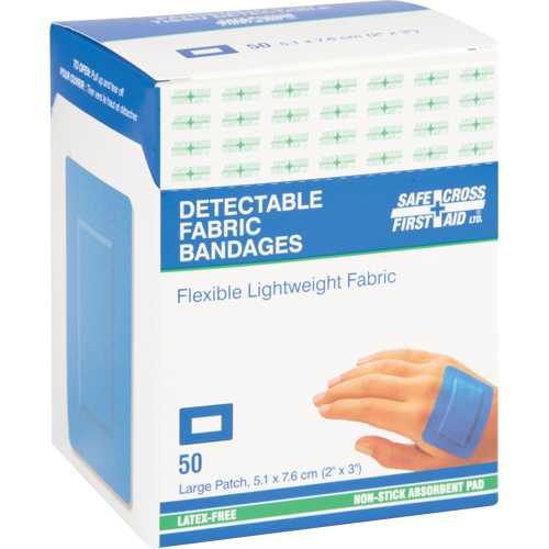 Bandages, Rectangular/Square, 3", Fabric Metal Detectable, Sterile Maritime Industrial Rubber