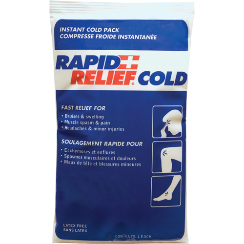 Rapid Relief&reg; Instant Chill Pack, Cold, Single Use, 9" x 6" Maritime Industrial Rubber