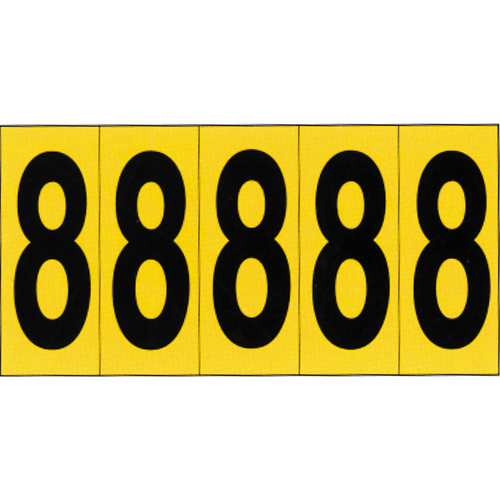 Individual Adhesive Number Markers, 8, 3-7/8" H, Black on Yellow Maritime Industrial Rubber