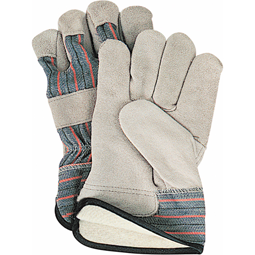 Winter-Lined Fitters Gloves, Large, Split Cowhide Palm, Cotton Fleece Inner Lining Maritime Industrial Rubber
