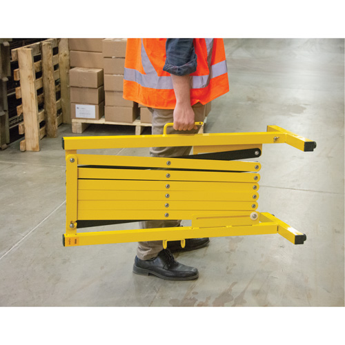 Expandable Barrier, 37" H x 11' L, Black/Yellow Maritime Industrial Rubber