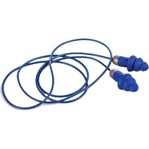 Rockets&reg; Metal Detectable Reusable Earplugs, Corded, One-Size, Bulk - Plastic Case, 27 NRR dB Maritime Industrial Rubber