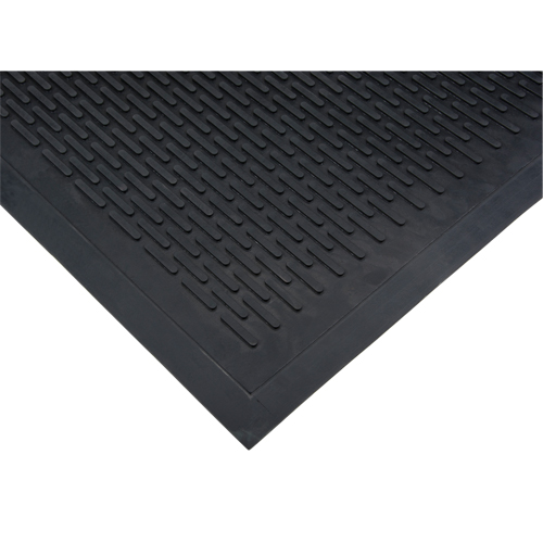 Tapis &agrave; profil bas, Caoutchouc, Grattoir Type, Motif Plein, 3' x 5', Noir Maritime Industrial Rubber