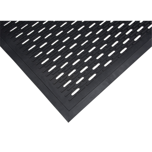 Tapis &agrave; profil bas, Caoutchouc, Grattoir Type, Motif &agrave; fentes, 3' x 5', Noir Maritime Industrial Rubber