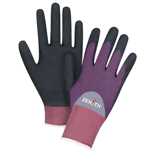 Gants enduits de premi&egrave;re qualit&eacute; ZX-2, 8/Moyen, R&ecirc;vetement Nitrile/Mousse de nitrile, Calibre 18, Enveloppe en Nylon Maritime Industrial Rubber