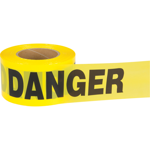 "Danger" Barricade Tape, Bilingual, 3" W x 1000' L, 1.5 mils, Black on Yellow Maritime Industrial Rubber