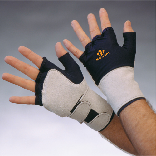 Anti-Impact Glove With Wrist Support, Medium, Grain Leather Palm, Slip-On Cuff Maritime Industrial Rubber