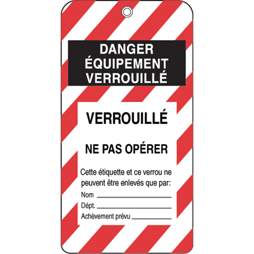 Lockout Tags, Plastic, 3" W x 5-3/4" H, French Maritime Industrial Rubber