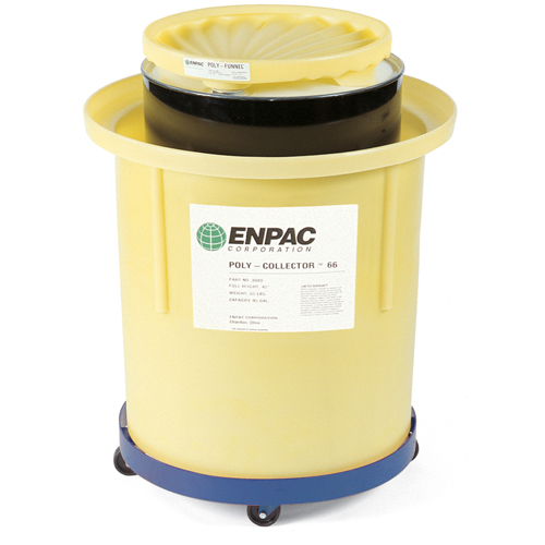 Poly-Collector 66 with Steel Drum, 32.5" dia. x 42" H, 70 US gal. Spill Cap. Maritime Industrial Rubber