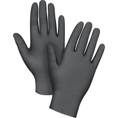 Puncture-Resistant Medical-Grade Disposable Gloves, Small, Nitrile, 5-mil, Powder-Free, Black, Class 2 Maritime Industrial Rubber