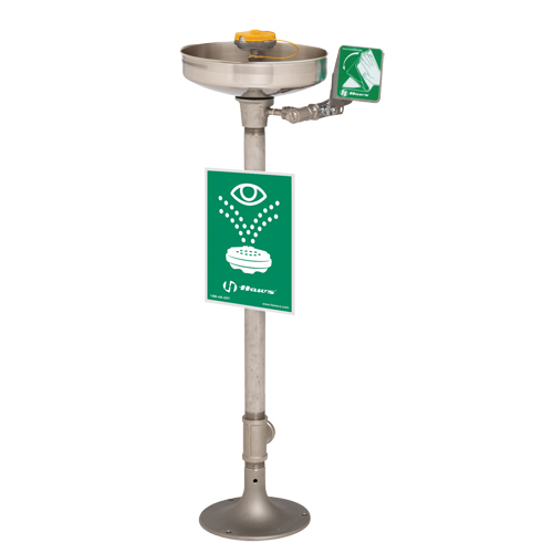 Axion&reg; Eye/Face Wash Station, Pedestal Installation, Stainless Steel Bowl Maritime Industrial Rubber