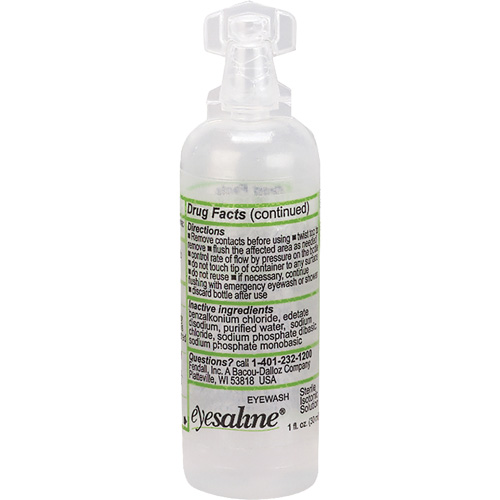 Saline Eyewash Bottles, Full Bottle, 1 oz. Maritime Industrial Rubber
