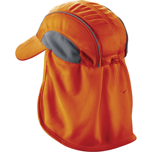 Chill-Its&reg; 6650 Cooling Hats with Neck Shades, Hi-Vis Orange Maritime Industrial Rubber