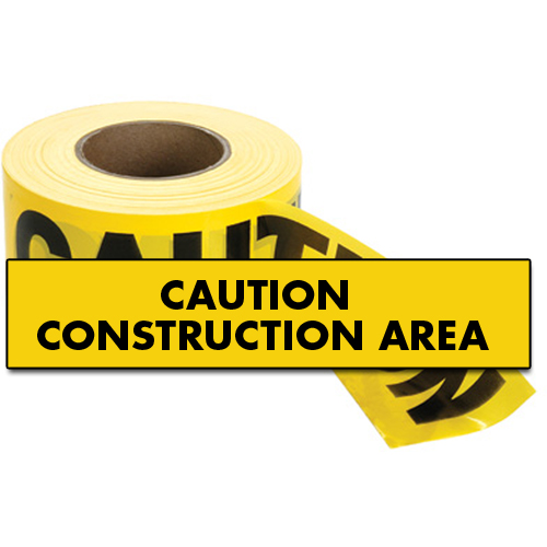 Standard Barricade Tape, English, 3" W x 1000' L, 2 mils, Black on Yellow Maritime Industrial Rubber