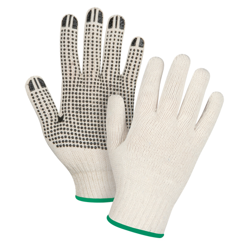 Heavyweight Dotted String Knit Gloves, Poly/Cotton, Single Sided, 7 Gauge, Medium Maritime Industrial Rubber