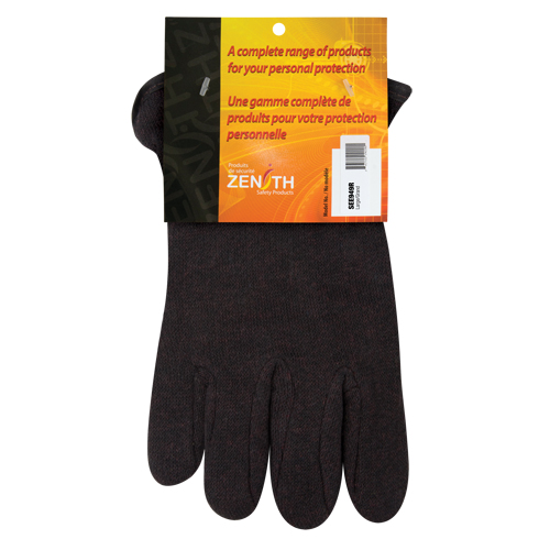 Jersey Gloves, Large, Brown, Red Fleece, Slip-On Maritime Industrial Rubber