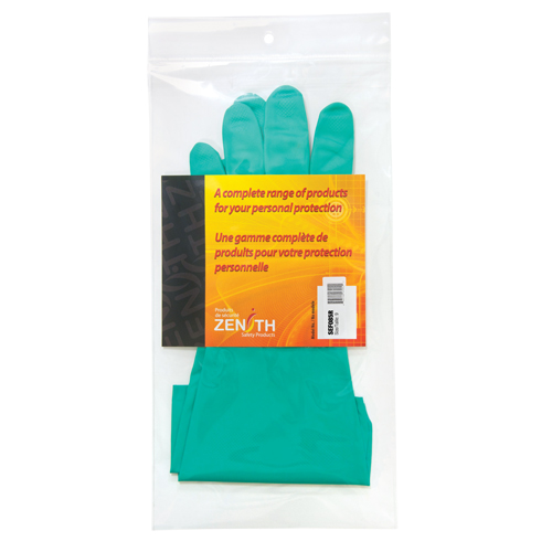 Gants r&eacute;sistants aux produits chimiques &agrave; prise en losange, Taille 9, 13" lo, Nitrile, Doublure en Ouat&eacute;e, 13 mils Maritime Industrial Rubber