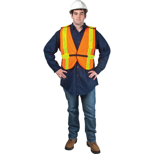 Standard-Duty Safety Vest, High Visibility Orange, X-Large, Polyester Maritime Industrial Rubber