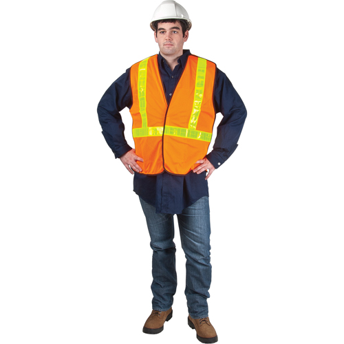 5-Point Tear-Away Traffic Safety Vest, High Visibility Orange, Large, Polyester Maritime Industrial Rubber