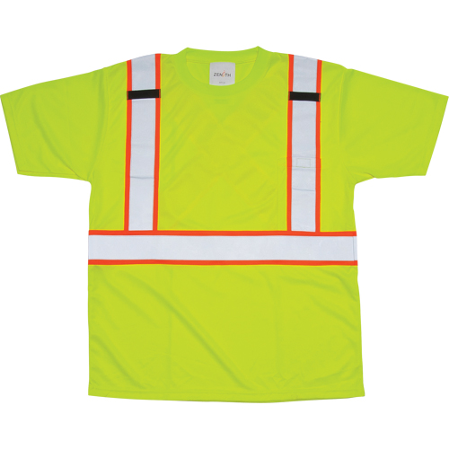 CSA Compliant T-Shirt, Polyester, Large, High Visibility Lime-Yellow Maritime Industrial Rubber