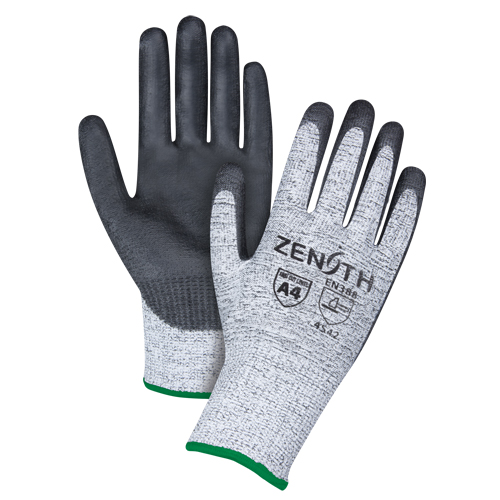 Gants &eacute;lastiques sans coutures r&eacute;sistants &agrave; la coupe, Taille Moyen/8, Calibre 13, Rev&ecirc;tement Polyur&eacute;thane, Enveloppe en PEHP, ANSI/ISEA 105 niveau 4/EN 388 niveau 5 Maritime Industrial Rubber