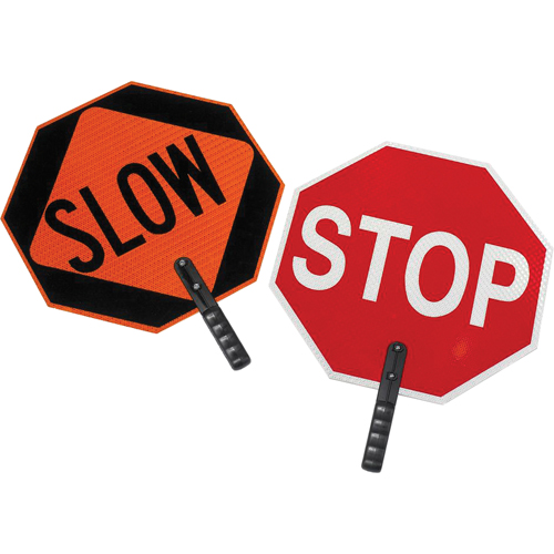 Double-Sided "Stop/Slow" Traffic Control Sign, Plastic, Bolt-On Maritime Industrial Rubber
