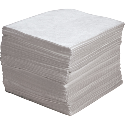 Feuilles absorbantes souffl&eacute;es de premi&egrave;re qualit&eacute;, Huile seulement, 15" x 17", 30 gal. d'absorption Maritime Industrial Rubber