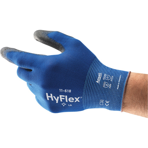 Hyflex &reg; 11-618 Gloves, 6, Polyurethane Coating, 18 Gauge, Nylon Shell Maritime Industrial Rubber