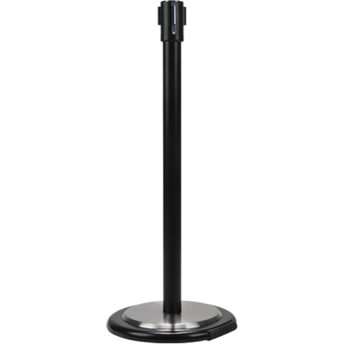 Poteau r&eacute;cepteur pour barri&egrave;res sur pieds pour le contr&ocirc;le des foules avec roues, Hauteur de 35", Noir Maritime Industrial Rubber