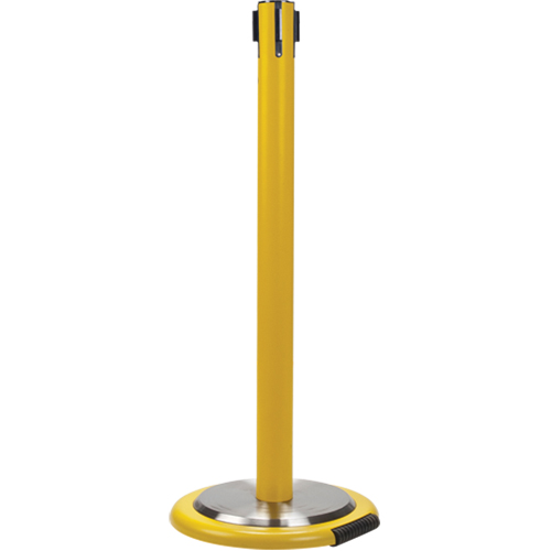 Poteau r&eacute;cepteur pour barri&egrave;res sur pieds pour le contr&ocirc;le des foules avec roues, Hauteur de 35", Jaune Maritime Industrial Rubber