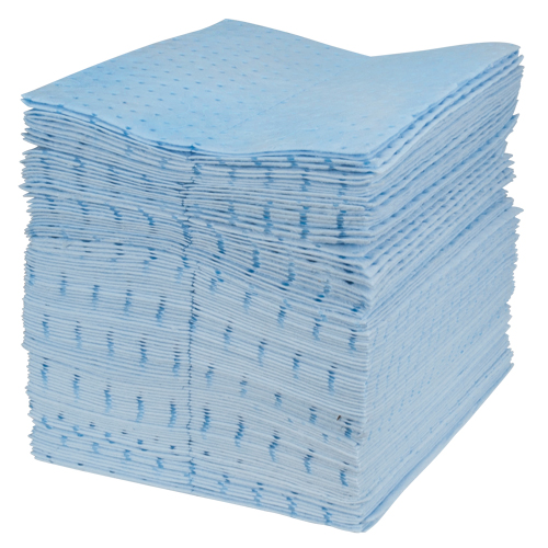 Feuilles absorbantes bleues li&eacute;es de premi&egrave;re qualit&eacute;, Huile seulement, 15" x 17", 15 gal. d'absorption Maritime Industrial Rubber