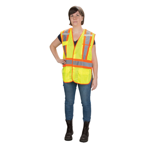 Veste d'arpenteur haute visibilit&eacute;, conforme &agrave; la CSA, Jaune lime haute visibilit&eacute;, Moyen, Polyester Maritime Industrial Rubber