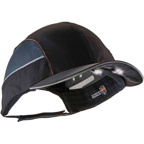 Skullerz&reg; 8960 Short Brim Bump Cap with LED Lighting, Black Maritime Industrial Rubber