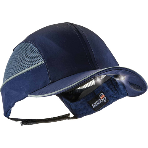 Skullerz&reg; 8960 Long Brim Bump Cap with LED Lighting, Navy Blue Maritime Industrial Rubber