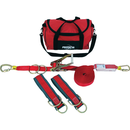 PRO-Line Temporary Horizontal Lifeline System, 60', Web, Swivel Maritime Industrial Rubber