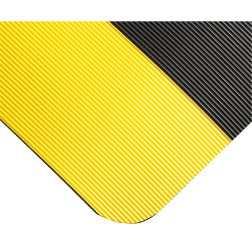 Corrugated Switchboard Matting No.702, 3' W x 75' L, 1/4" Thickness, Black/Yellow, PVC Maritime Industrial Rubber