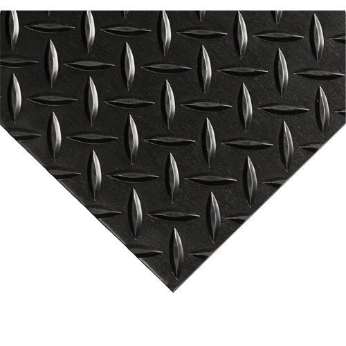 Diamond-Plate Switchboard Matting No.701, 4' W x 20' L, 1/4" Thickness, Black, PVC Maritime Industrial Rubber