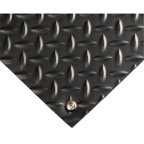Tapis conducteur d'&eacute;lectricit&eacute; no 785, 3' la x 75' lo x 5/32" &eacute;p, PVC, Losange, Noir Maritime Industrial Rubber
