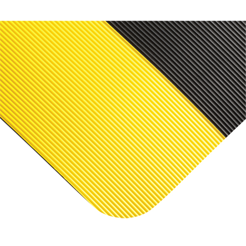 Double Duty Switchboard Mats No.720, Corrugated, 3' x 10' x 5/8", Black/Yellow, PVC Maritime Industrial Rubber