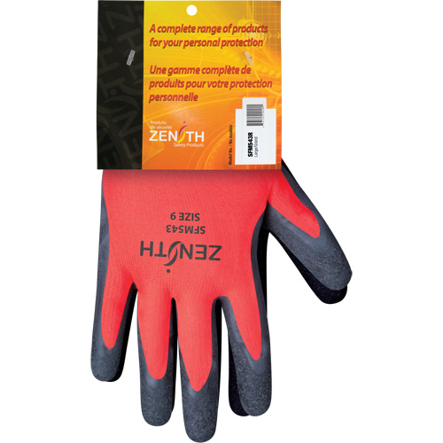 Coated Gloves, 9, Rubber Latex Coating, 13 Gauge, Polyester Shell Maritime Industrial Rubber
