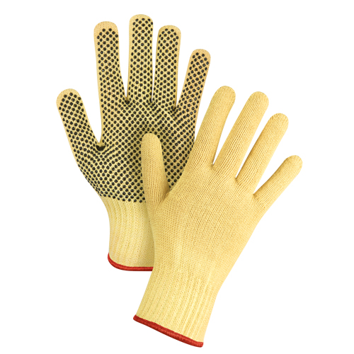 Gants tricot&eacute;s sans couture &agrave; pois, Taille Petit/7, Calibre 7, Rev&ecirc;tement PVC, Enveloppe en Kevlar, ASTM ANSI niveau A2/EN 388 niveau 3 Maritime Industrial Rubber