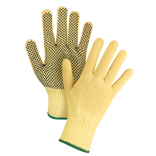 Dotted Seamless String Knit Gloves, Size Medium/8, 7 Gauge, PVC Coated, Kevlar&reg; Shell, ASTM ANSI Level A2/EN 388 Level 3 Maritime Industrial Rubber