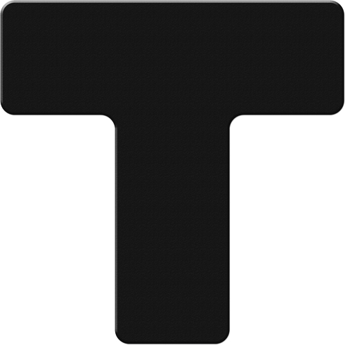 Armor Stripe Lean/5S Markers, T, 6" L x 6" W, Black, Plastic Maritime Industrial Rubber